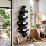 Elegant handcrafted tabletop wine rack, 4 of 8. Stylish bottle storage for home decor.