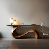Spry Interior Midcentury Sculptural Solid Wood Console Table