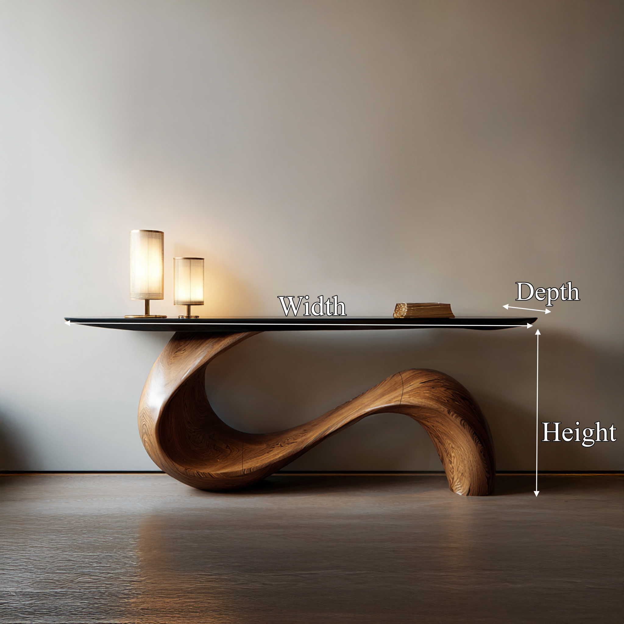 Spry Interior Midcentury Sculptural Solid Wood Console Table