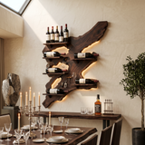 Spry Interior Rustic Handcrafted Monkey Pod Wood Wall Wine Rack