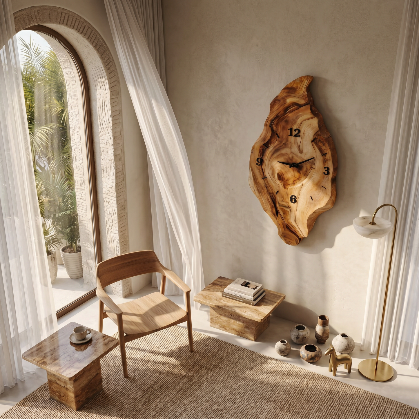Rustic live edge wood wall clock, bedroom decor, natural, unique, handcrafted, organic, circular, analog, time.