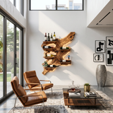 Spry Interior Rustic Handcrafted Monkey Pod Wood Wall Wine Rack