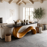Spry Interior Midcentury Sculptural Solid Wood Console Table