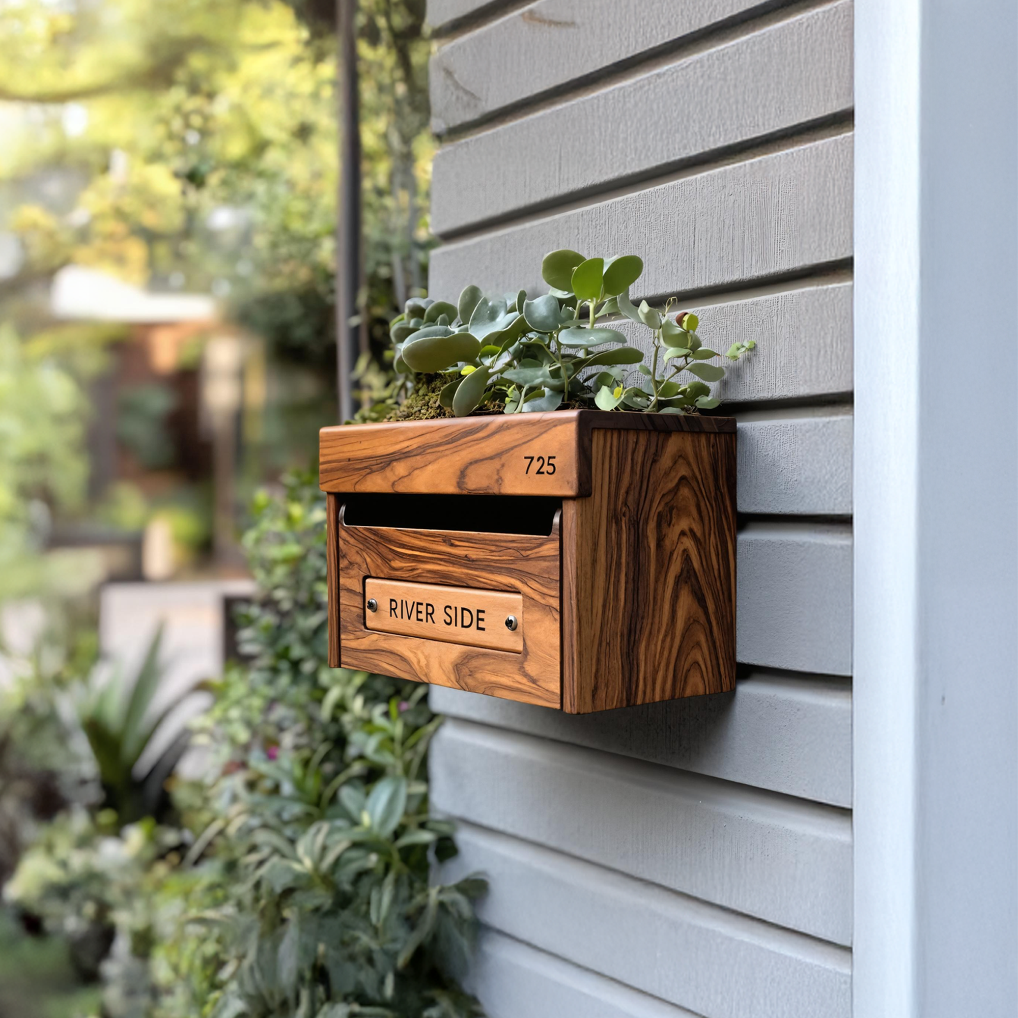 Handcrafted wooden garden mailbox, unique outdoor decor, image 1 of 6.