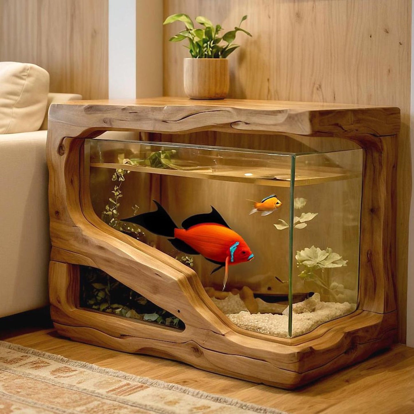 Rustic Solid Wood Multi-Functional Aquarium Stand, Nightstand, Side Table, and Coffee Table - SITHTAM004