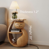 Cat wooden side table with shelf, kid's bedroom accent. Image 5 of 6.