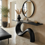 Spry Interior Midcentury Sculptural Solid Wood Console Table