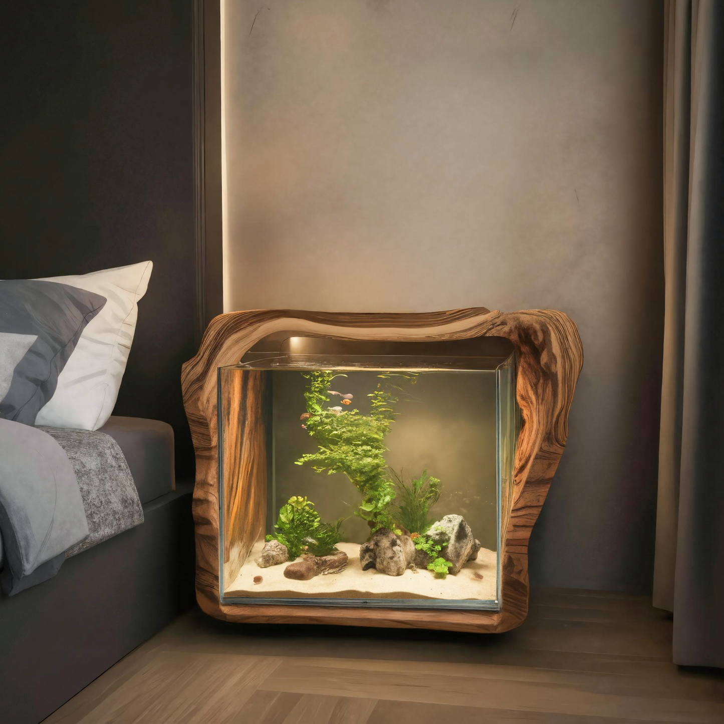 Spry Interior Rustic Live Edge Solid Wood Aquarium Frame
