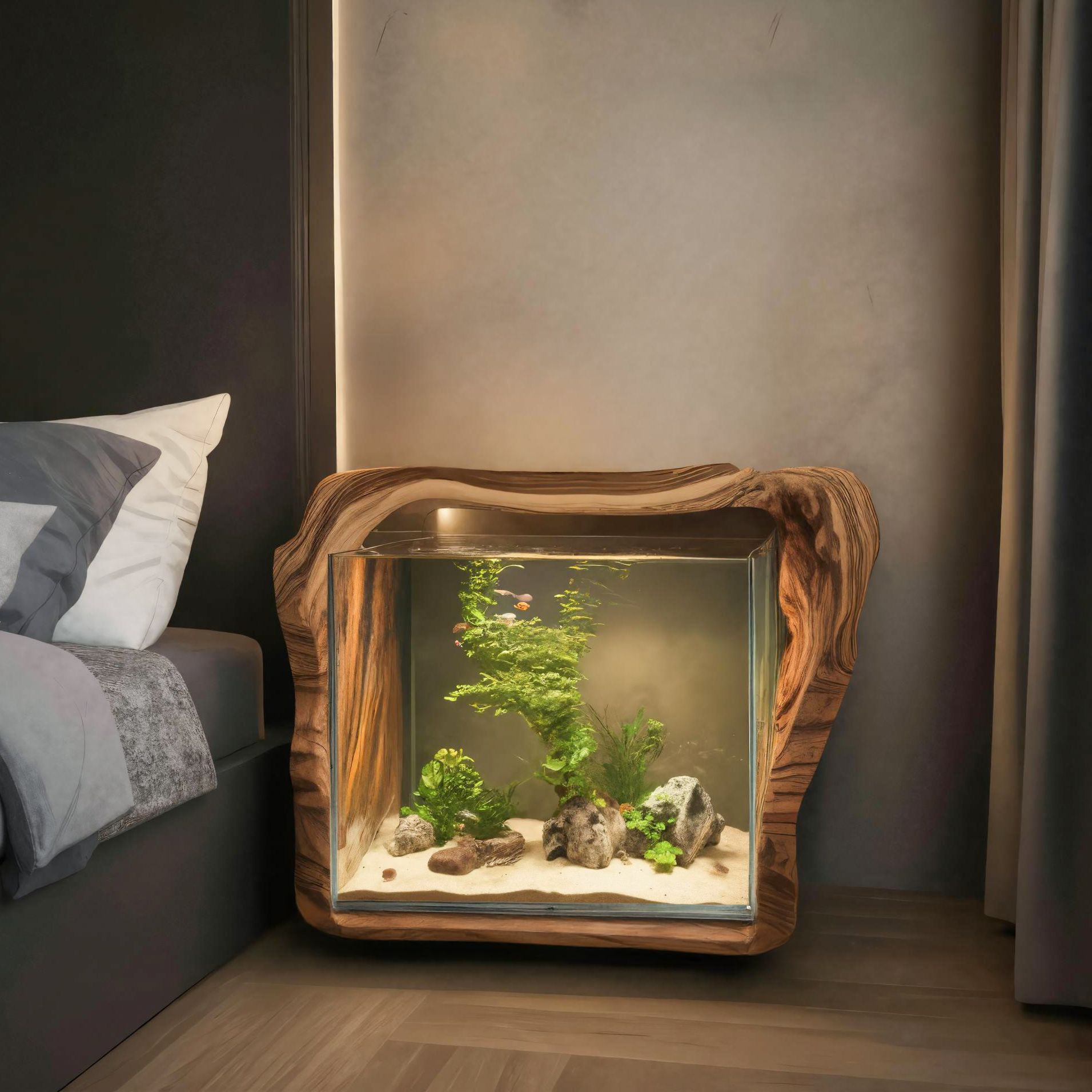 Spry Interior Rustic Live Edge Solid Wood Aquarium Frame