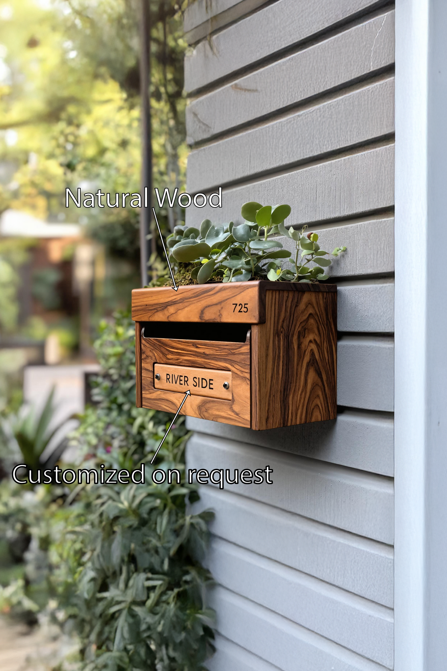 Handcrafted wooden garden mailbox, unique outdoor decor, outdoor garden accent, rustic mailbox, image 5 of 6