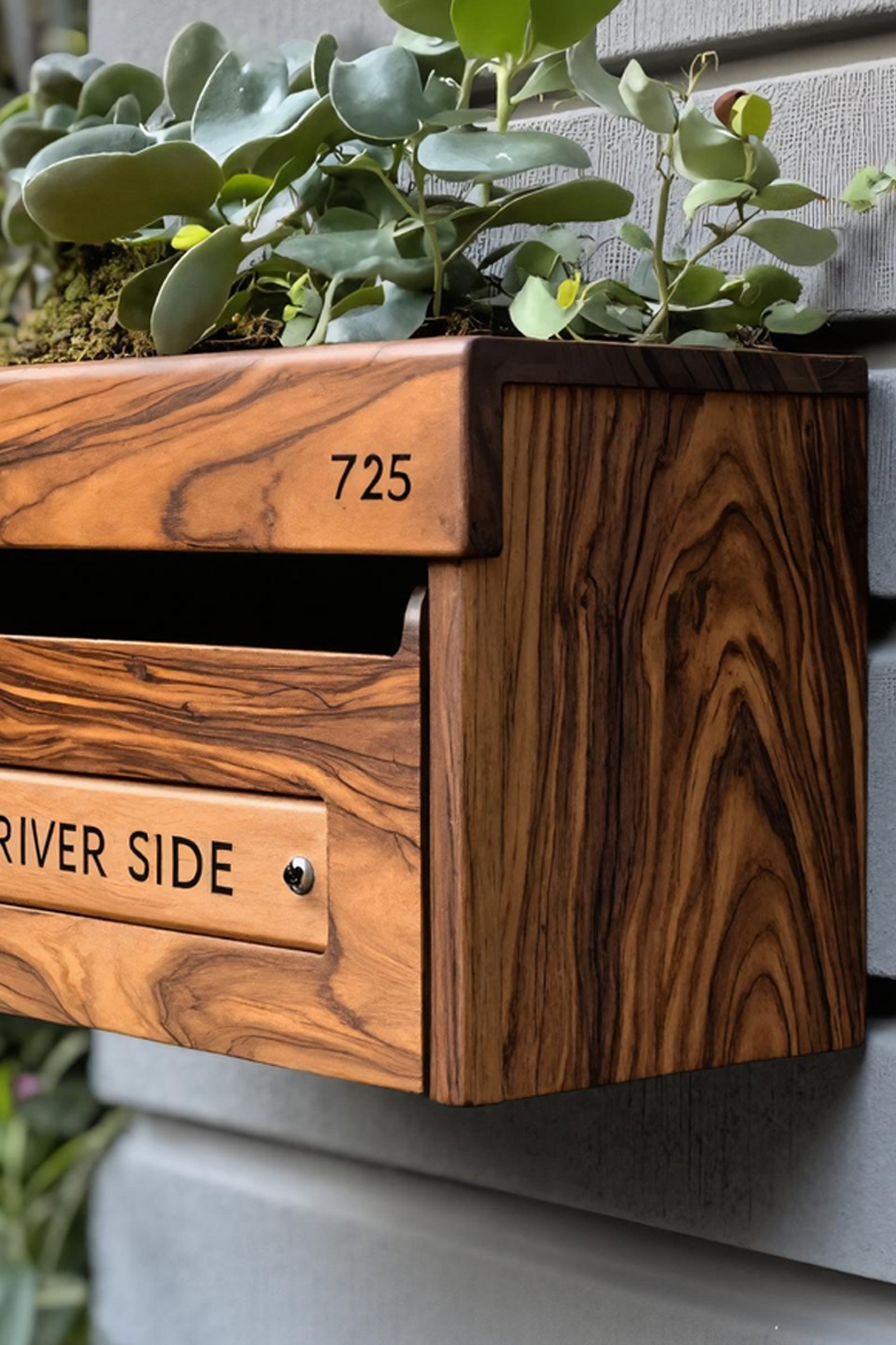 Handcrafted wooden garden mailbox, unique outdoor decor. Image 4 of 6.
