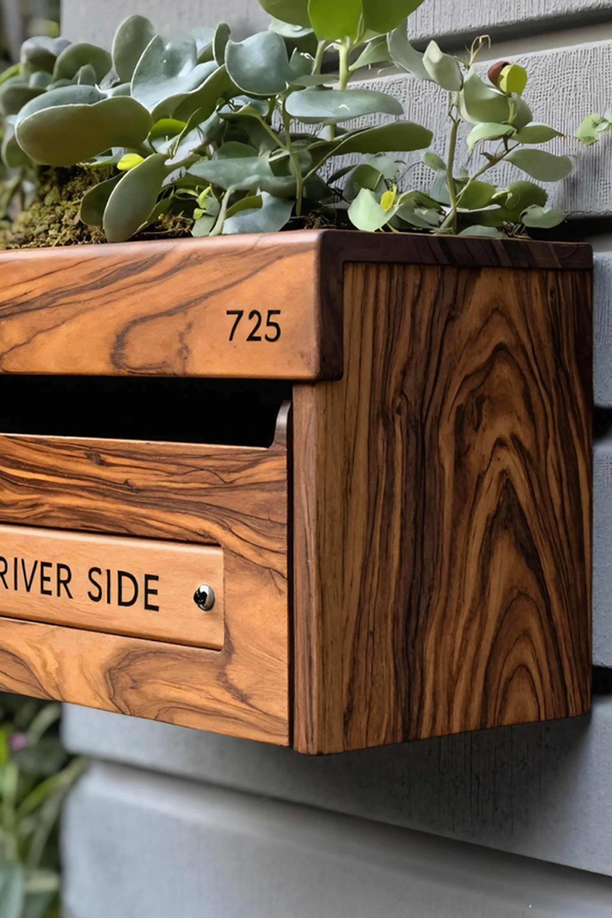 Handcrafted wooden garden mailbox, unique outdoor decor. Image 4 of 6.