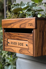 Handcrafted wooden garden mailbox, unique outdoor decor. Image 3 of 6.