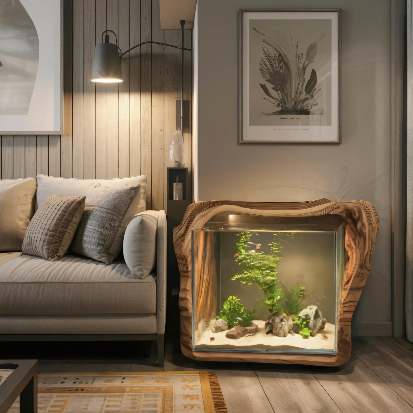 Spry Interior Rustic Live Edge Solid Wood Aquarium Frame