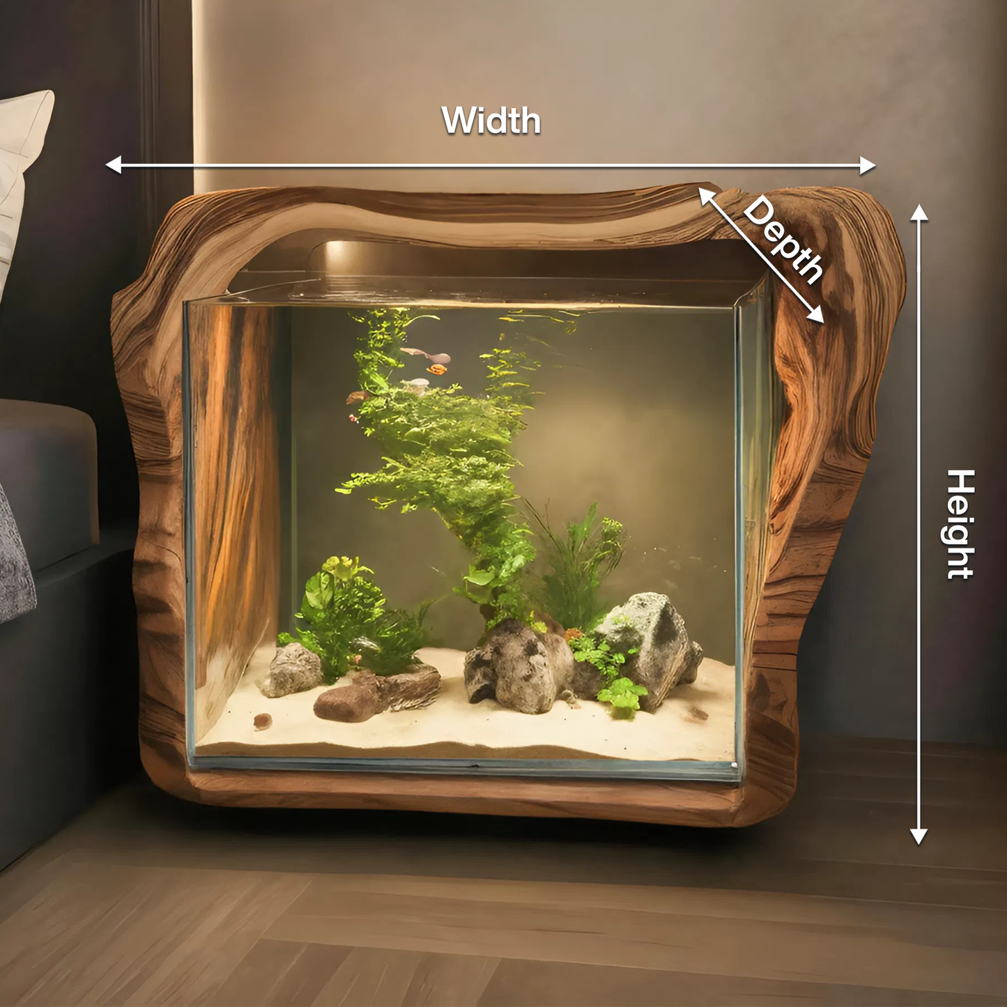 Spry Interior Rustic Live Edge Solid Wood Aquarium Frame