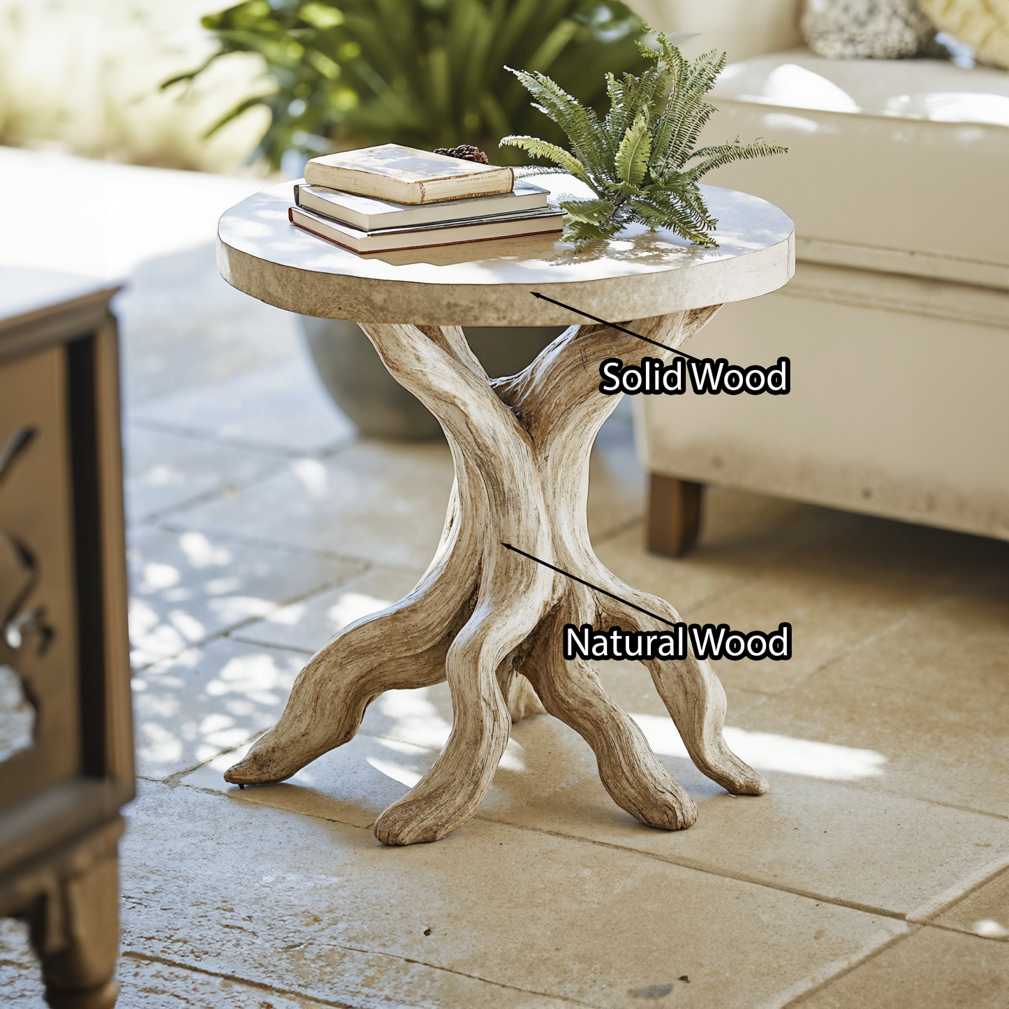 Handcrafted Live Edge Farmhouse End Table with Natural Wood Finish