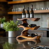 Mid-Century Modern Wine Rack, stylish living room decor display. Image 1 of 5.